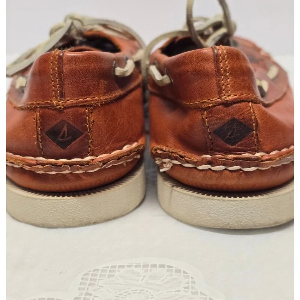 Sperry Top Sider Brown Genuine Leather Boat Shoes Men's 10 Casual Comfort Yacht